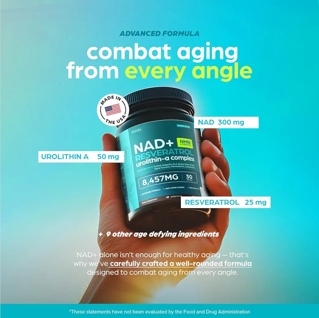 Thinbi NAD Supplement |Extra Strength NMN Alternative Liposomal + Green Tea for Women & Men