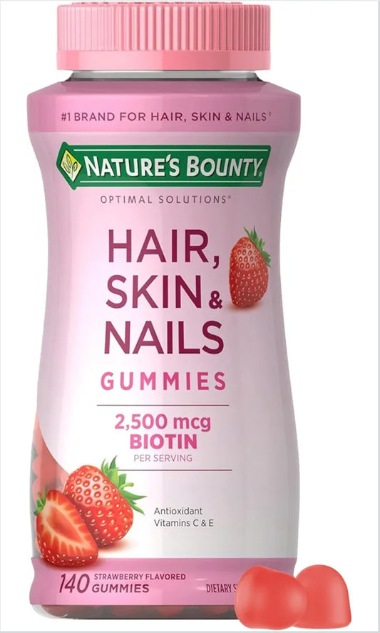 Nature's Bounty Hair, Skin & Nails with Biotin, Strawberry Gummies Vitamin Supplement
