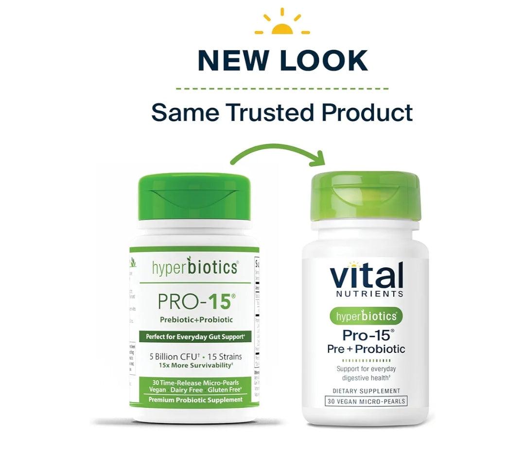 Hyperbiotics Vital Nutrients Pro-15 Prebiotics and Probiotics for Women / Men