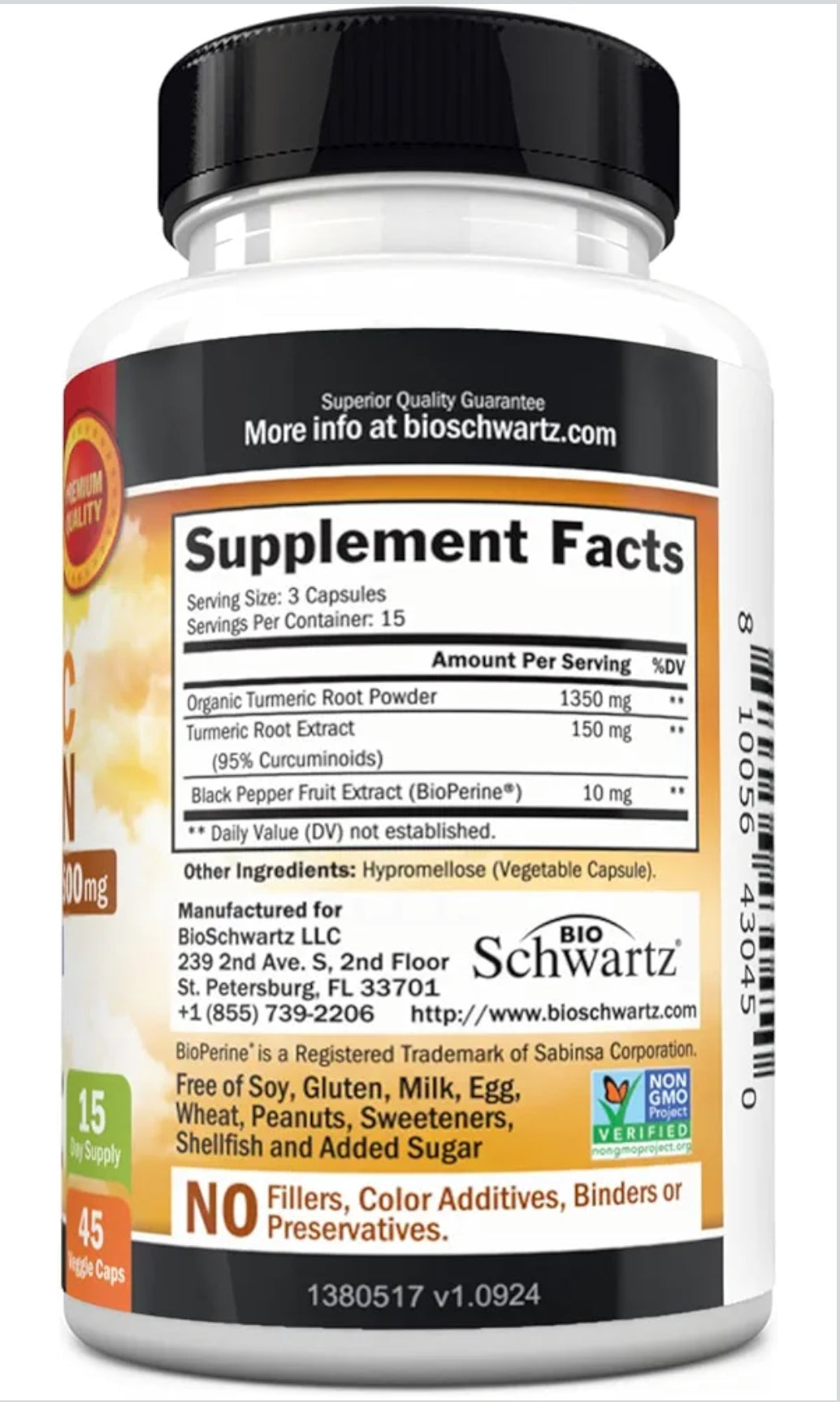 Bio Schwartz Tumeric Curcumin W/ Bioperine
