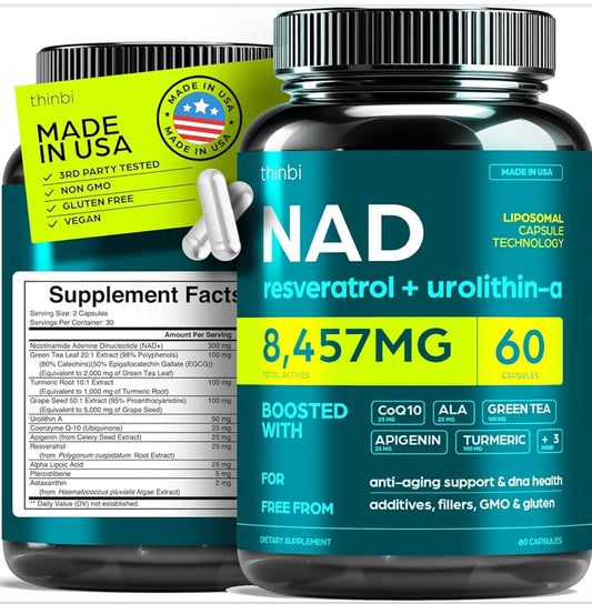Thinbi NAD Supplement |Extra Strength NMN Alternative Liposomal + Green Tea for Women & Men