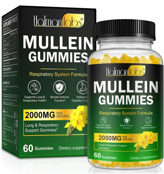Mullein Gummies - Mullein Leaf Extract for Lungs, Mullein Leaf Gummies 2000mg