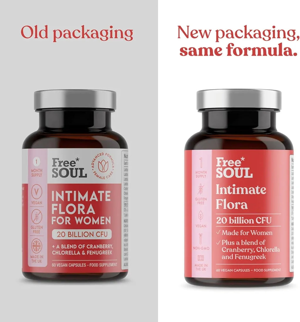 Intimate Flora for Women | 20 Billion CFU Fortified with 15,000mg Cranberry, Fenugreek & Chlorella