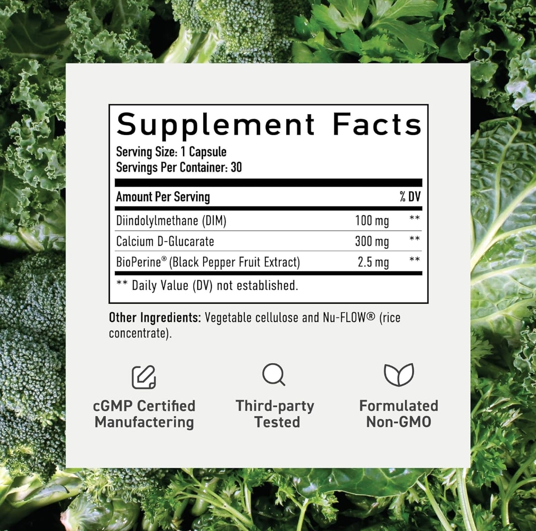 Calcium D-Glucarate with DIM Supplement for Estrogen Detox & Hormone Balance