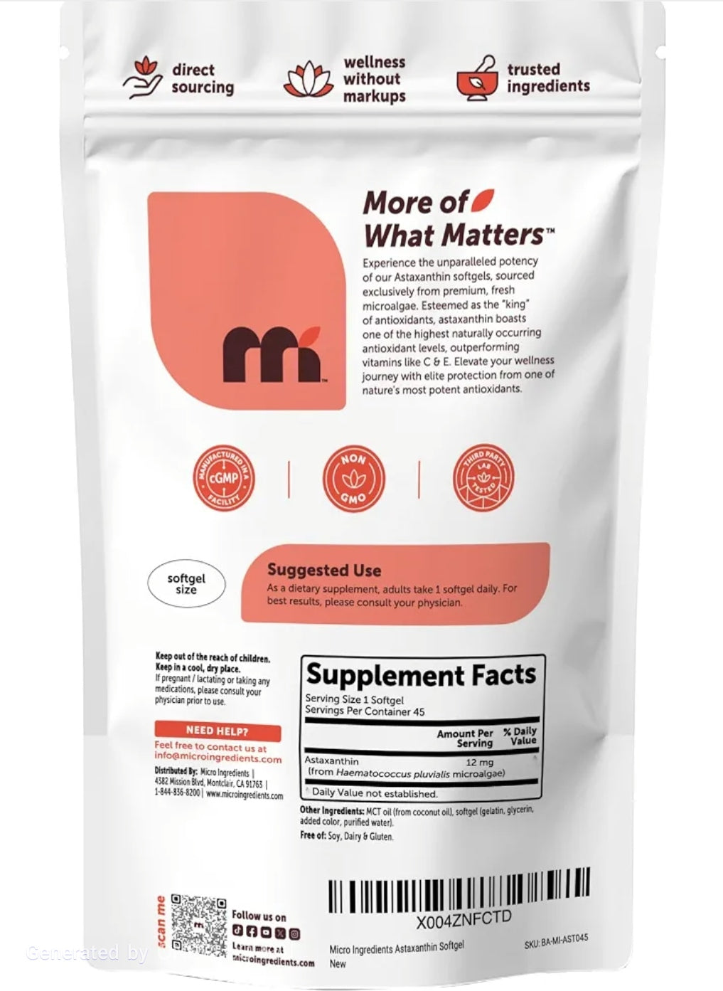 Micro Ingredients Astaxanthin 12mg
