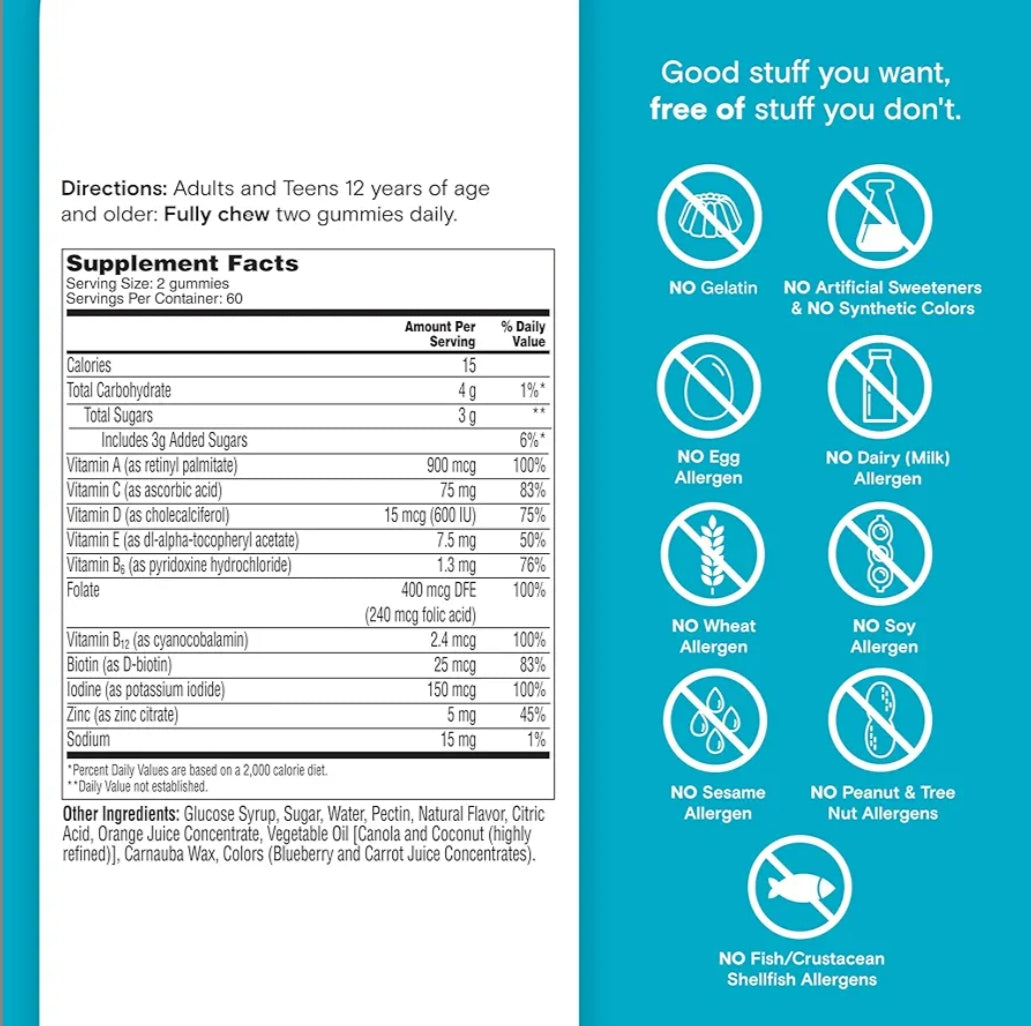 One A Day Teen Boy’s Daily Essentials Multivitamin Gummies