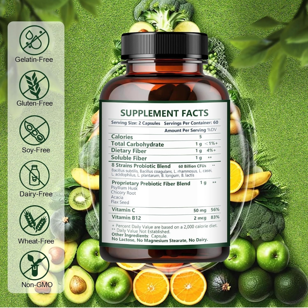 Nature Target Prebiotic Fiber Supplement with 60 Billion Probiotics