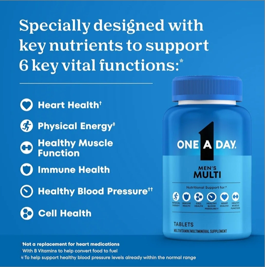 One A Day Multivitamin for Men - Daily Mens Multivitamins with Vitamin D, Zinc, Folic Acid, and B Vitamins