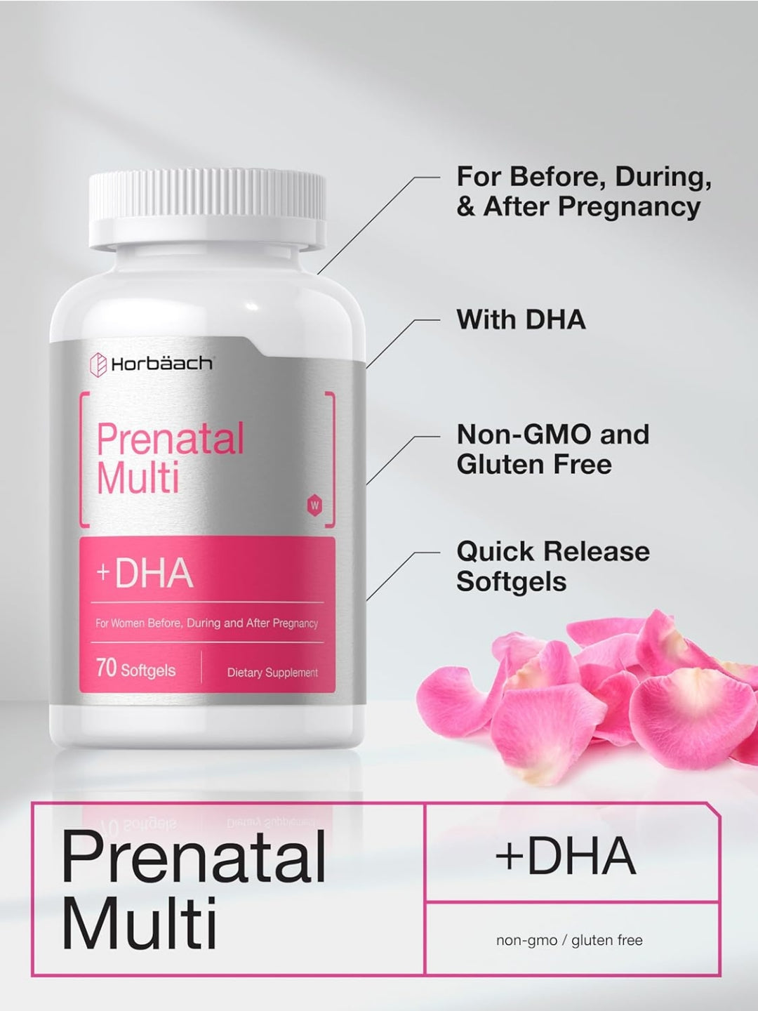 Horbäach Women's Prenatal Multivitamin with DHA, Iron and Folic Acid