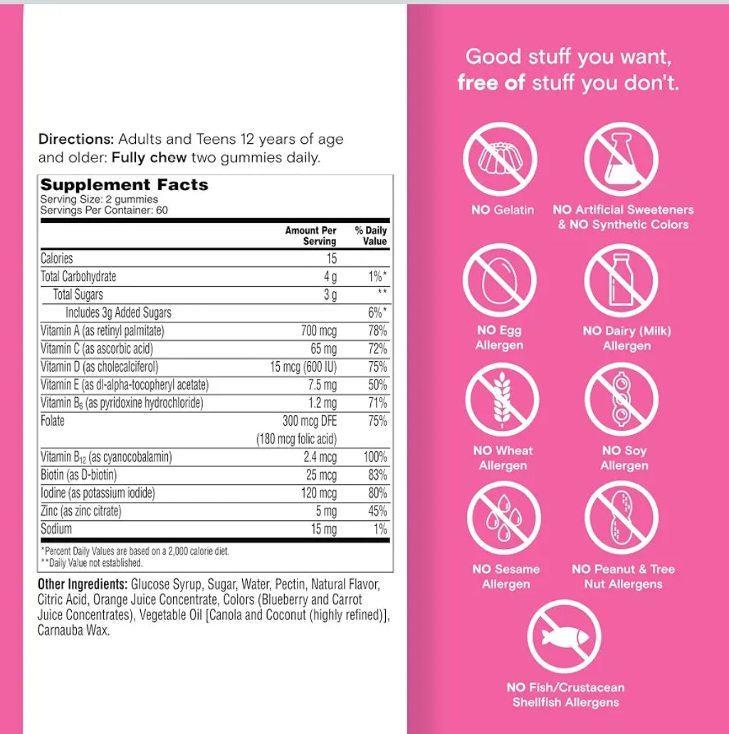One A Day Teen Girls Daily Essentials Multivitamin Gummies