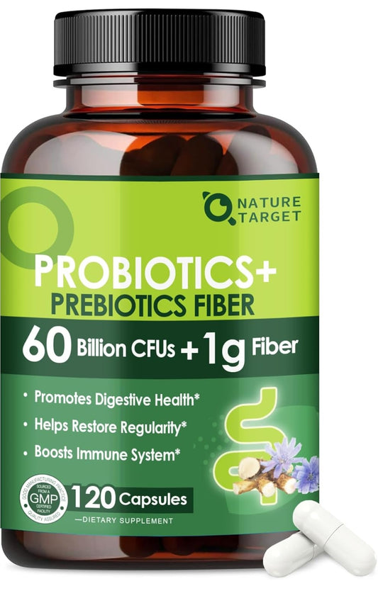 Nature Target Prebiotic Fiber Supplement with 60 Billion Probiotics