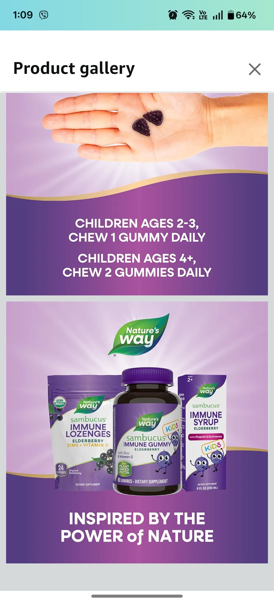 Nature's Way Sambucus Elderberry Immune Gummies for Kids