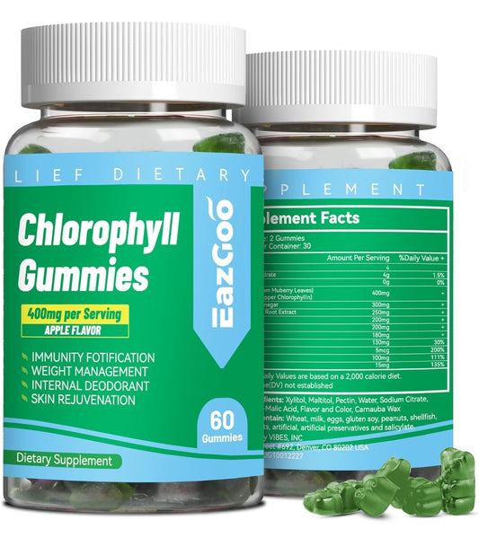 Eazgoo Chlorophyll Gummies, Vitamin B12 Zinc - Natural Deodorant
