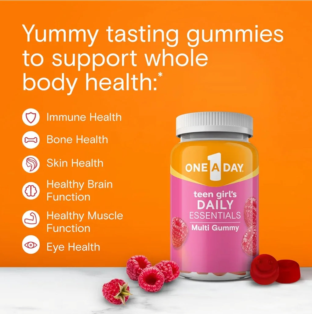 One A Day Teen Girls Daily Essentials Multivitamin Gummies