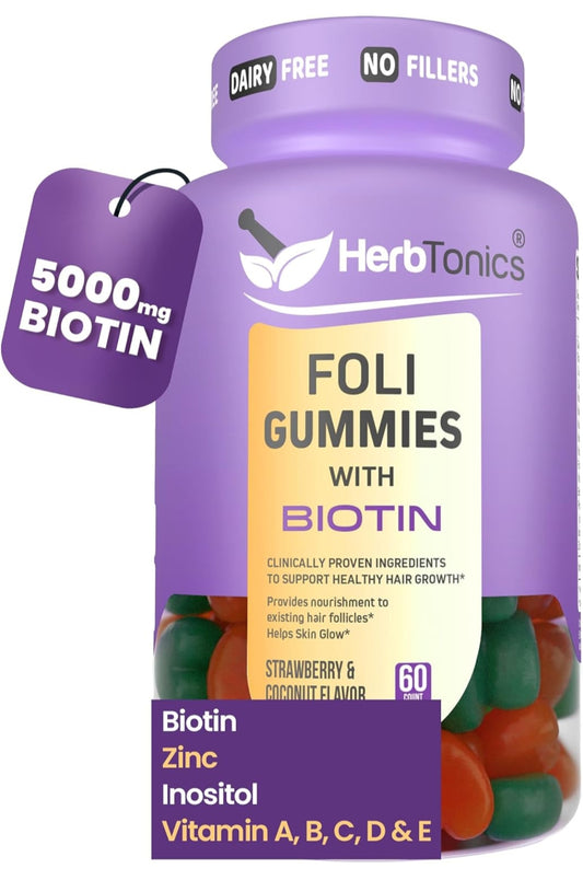 Herbtonics Foli Biotin Gummies with Hair Vitamins