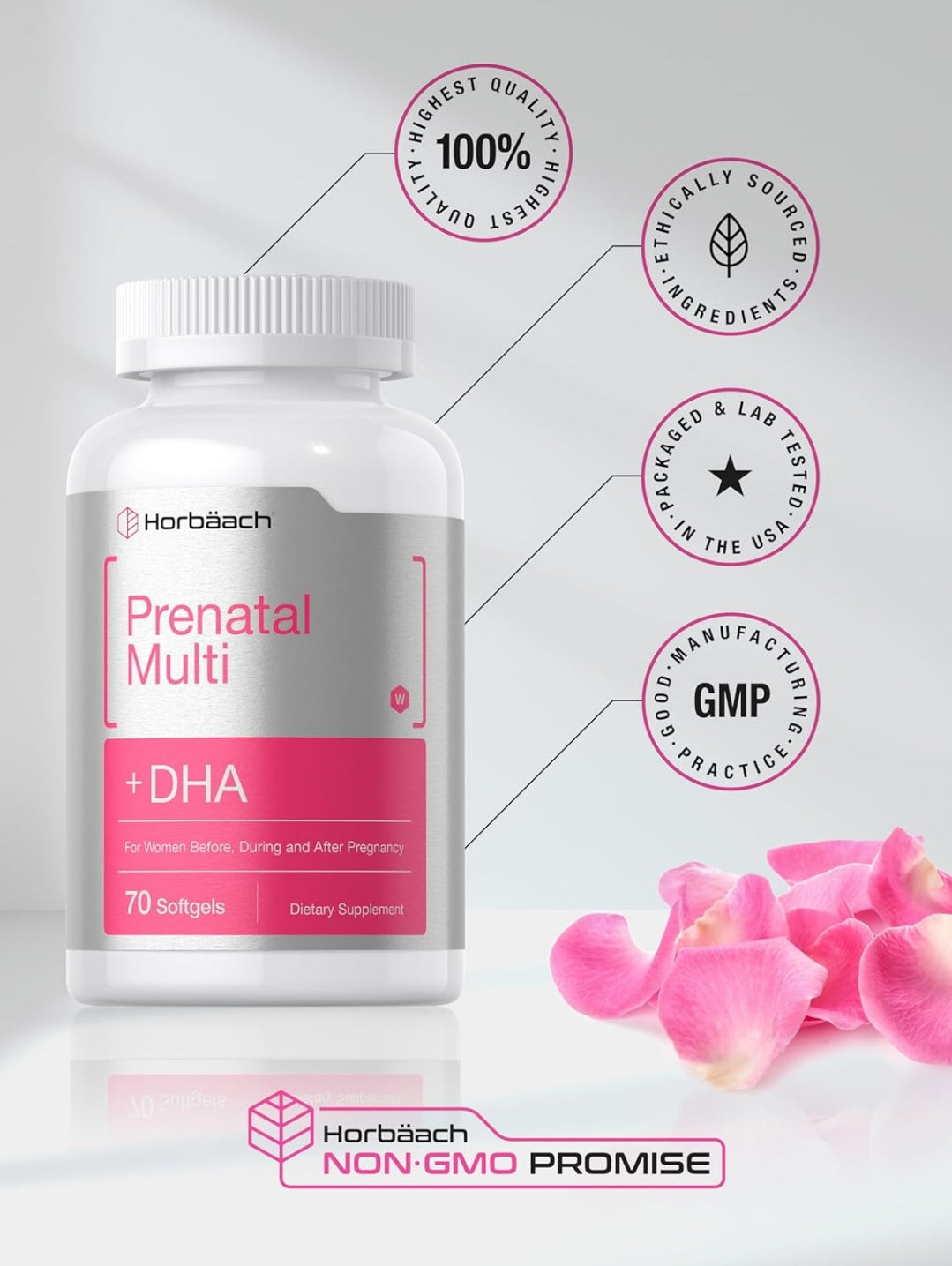 Horbäach Women's Prenatal Multivitamin with DHA, Iron and Folic Acid