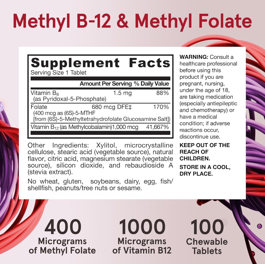 Jarrow Formulas Methyl B-12 1000 MCG and Methyl Folate 400 MCG