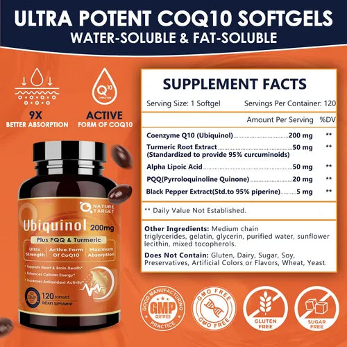 NATURE TARGET Ubiquinol CoQ10 softgels with PQQ & Turmeric