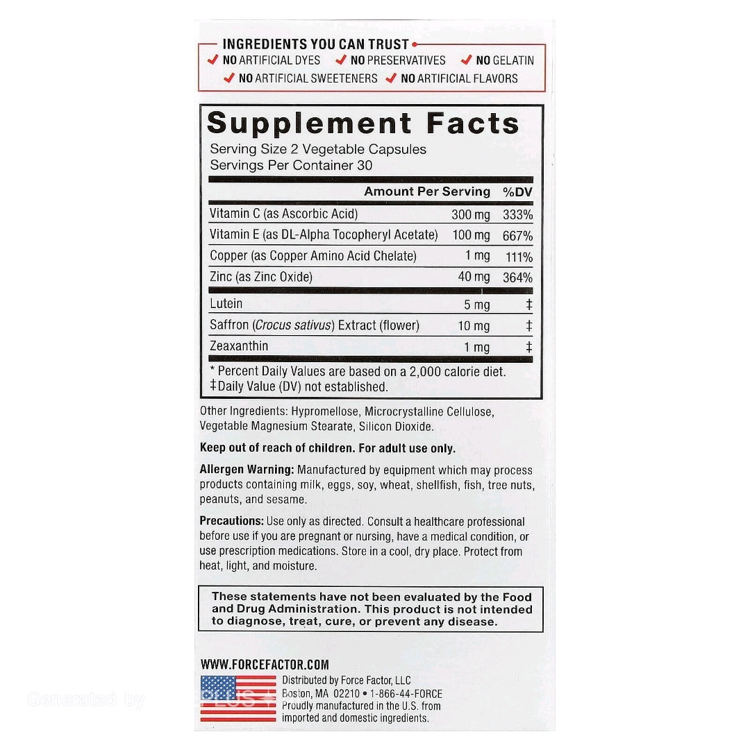 Force Factor Complete Eye Health |Vitamin & Mineral Formula